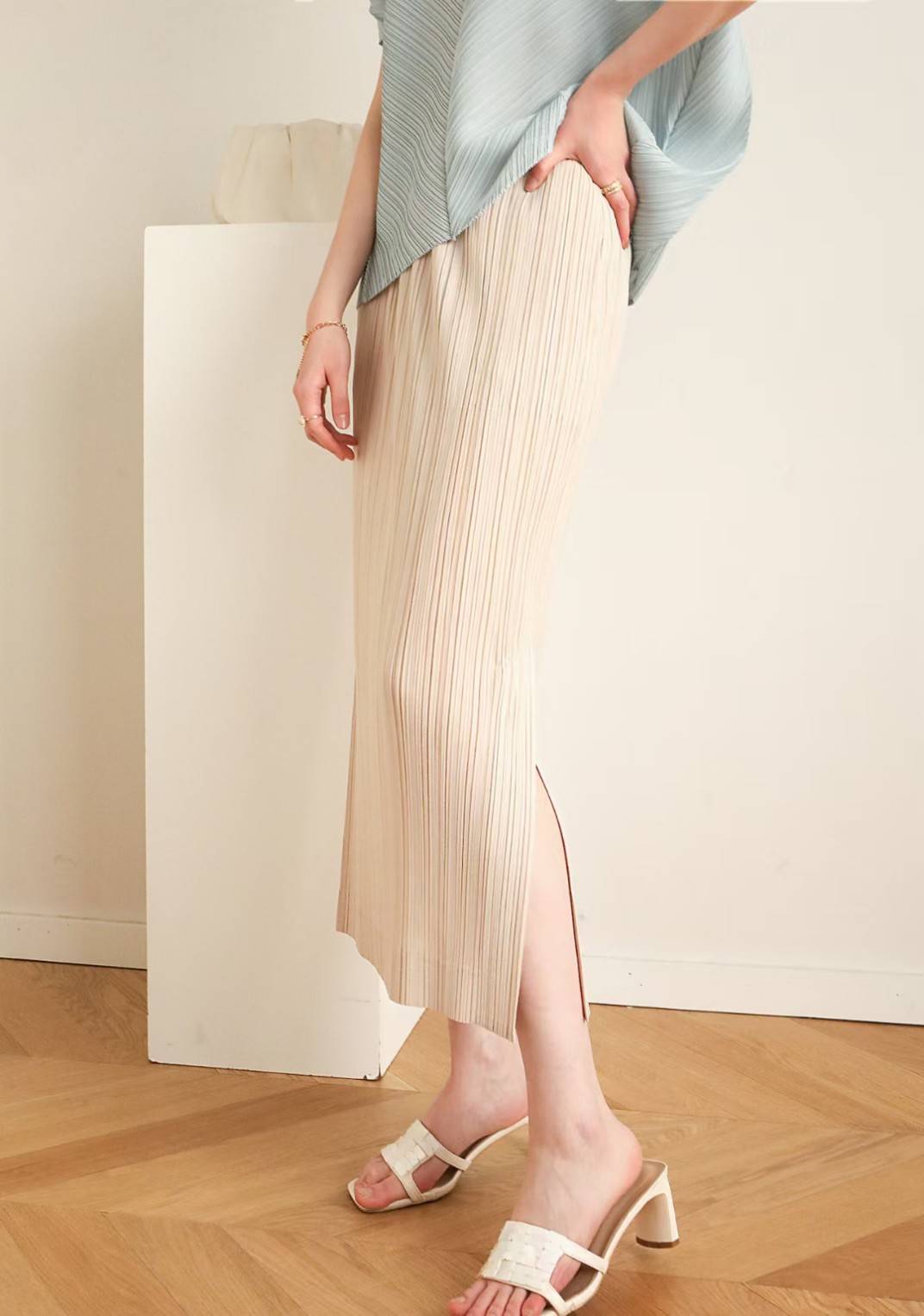 ยาว 32นิ้ว! 2MUAY รุ่น GJO7127 กระโปรงผู้หญิง กระโปรงอัดพลีทคุณภาพ 12สี FREE SIZE SIMPLY PLEATED SKIRT