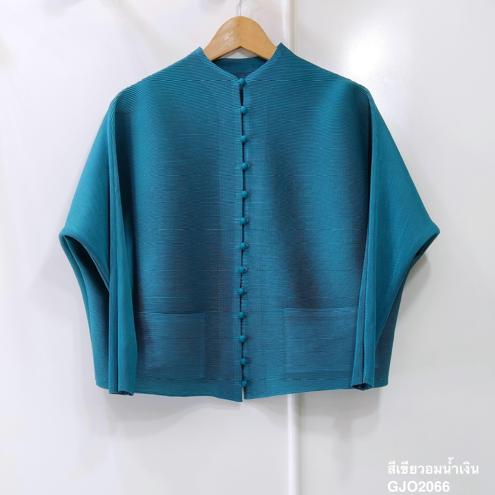 2MUAY BASIC รุ่น GJO2066 เสื้ออัดพลีทงานคุณภาพ BUTTON FRONT PLEATED TOP 17สี FREE SIZE