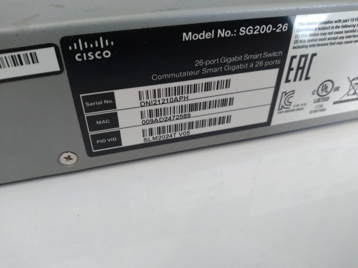 Cisco SG200-26 26-port Gigabit Smart Switch
