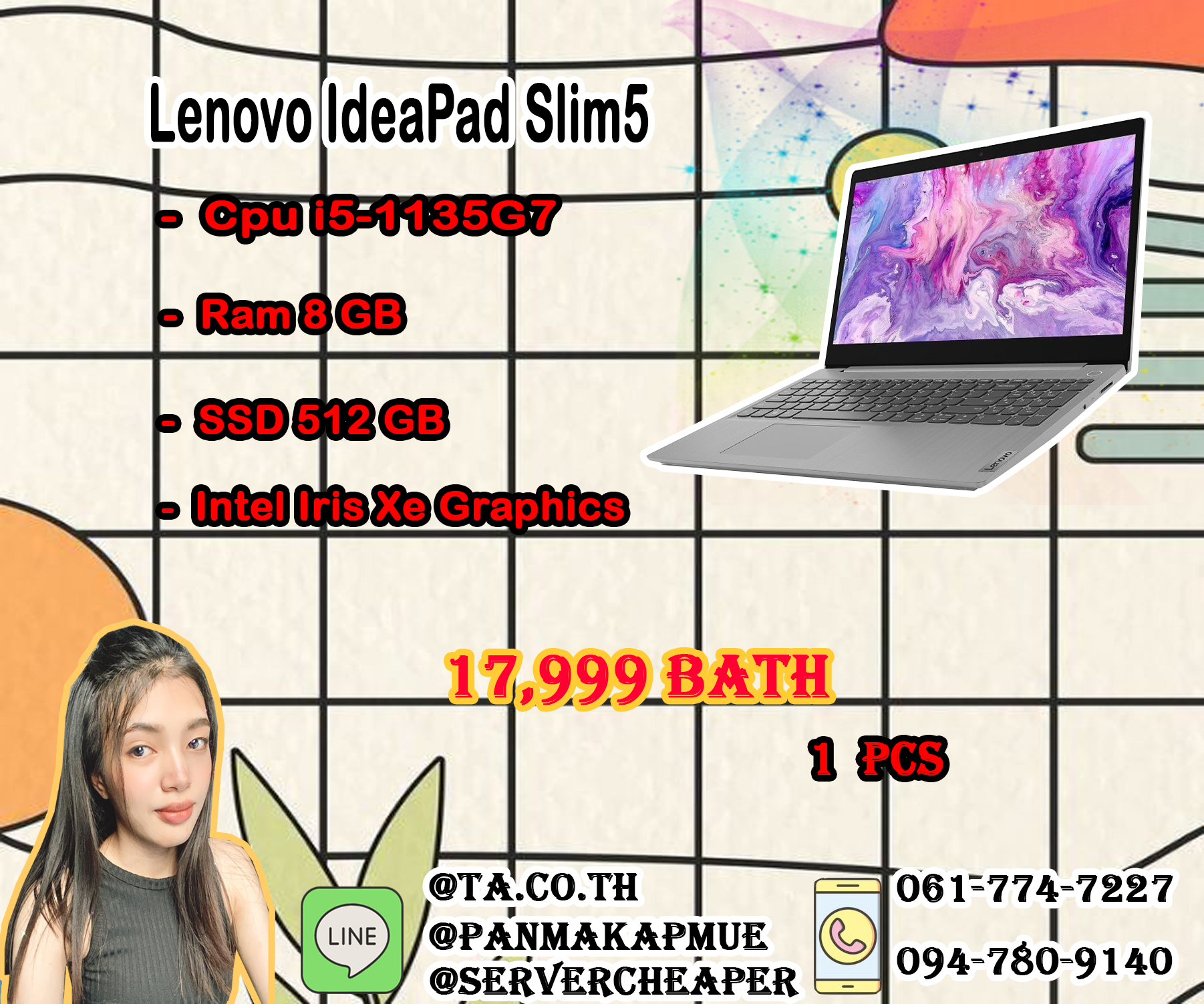 Lenovo Notebook IdeaPad Slim5i-15ITL05-82FG00M3TA Grey