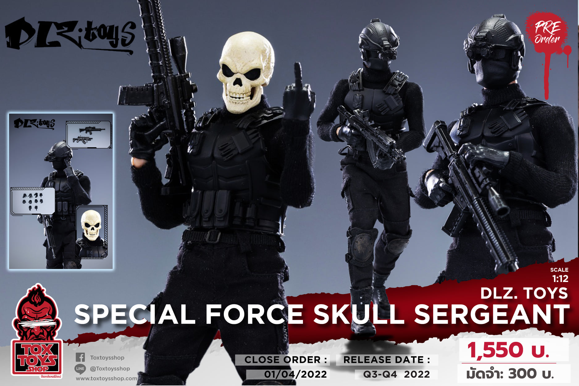 [สั่งจอง]DLZ. Toys 1/12 : Special Force skull Sergeant