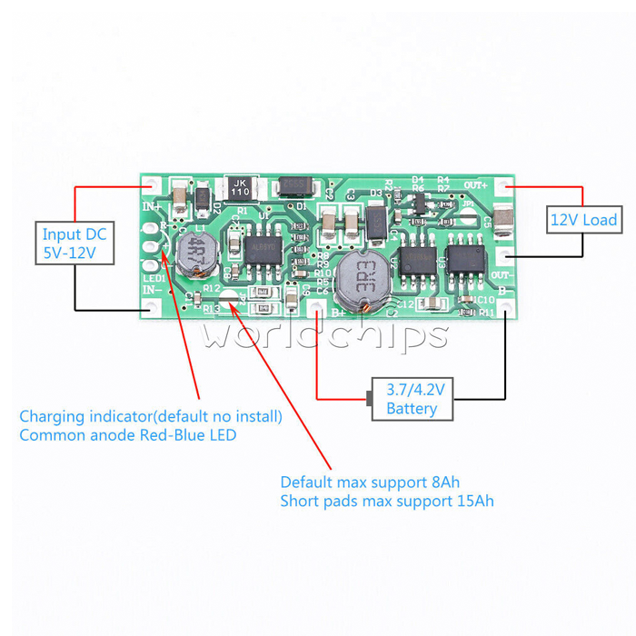 โมดูลเพิ่มแรงดันและสำรอง/สลับแหล่งจ่ายไฟ 18650 Lithium Battery DC 5-12V to 9V 12V