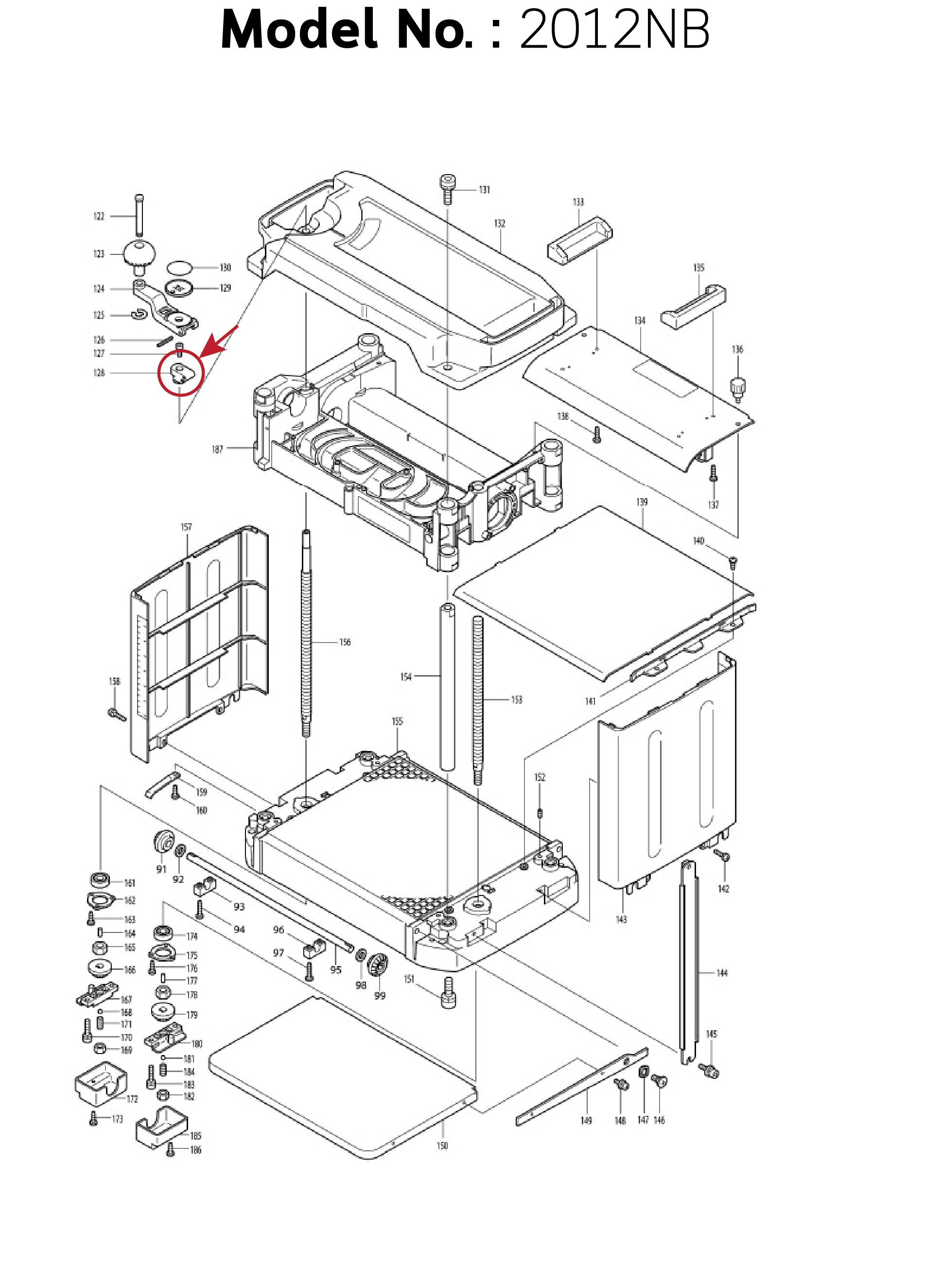 ข้อต่อก้านหมุน (แท้) เครื่องไสไม้ Makita มากีต้า รุ่น 2012NB #128 (317760-0) (อะไหล่แท้100%) JOINT