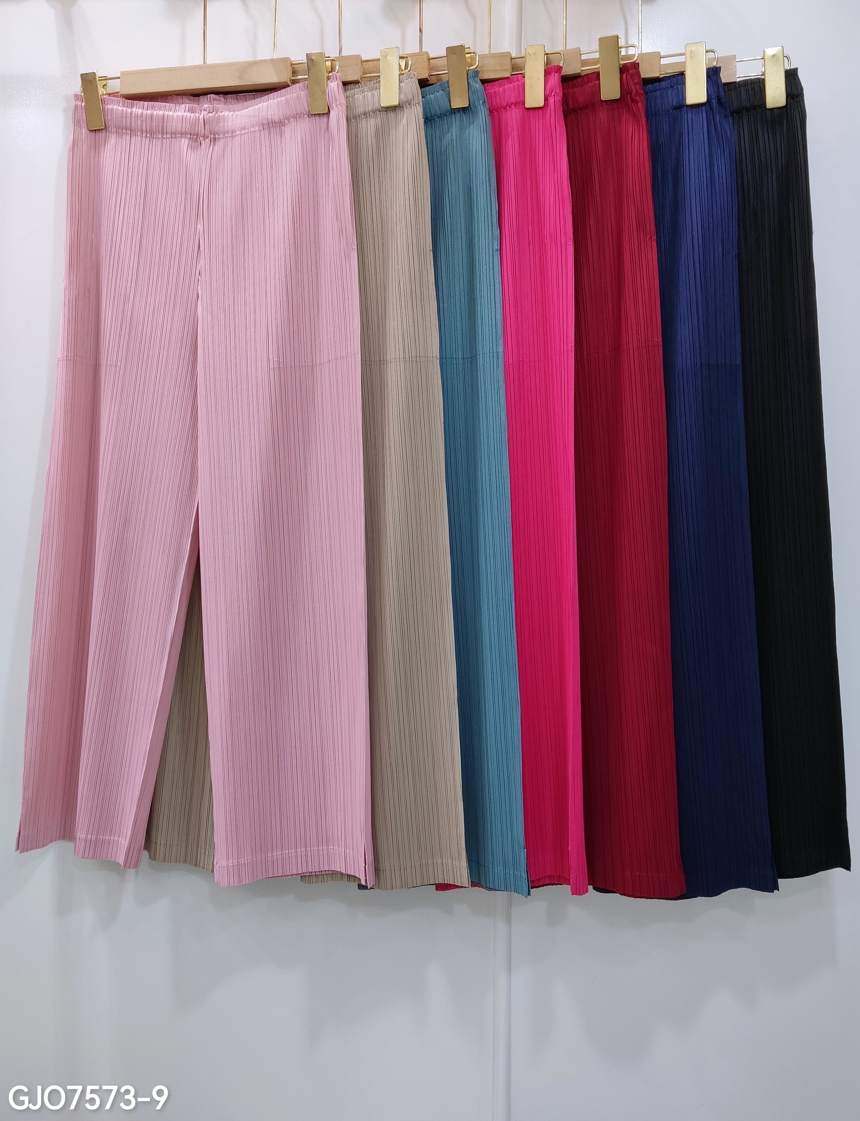ยาว34นิ้ว! 2MUAY BASIC รุ่น GJO7573 กางเกงอัดพลีทคุณภาพ STRAIGHT PLEAT PANT 12สี FREE SIZE