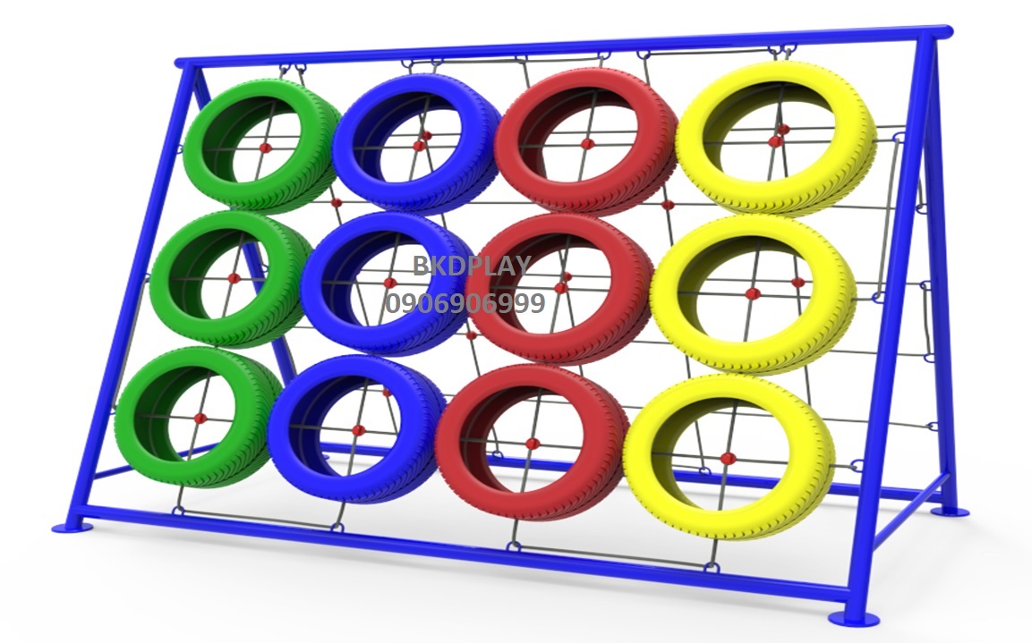 เครื่องเล่นสนามกลางแจ้ง ปีนป่ายยางรถยนต์ ปีนหน้าผา เครื่อเล่นสนามเหล็ก outdoorplayground ของเล่น สั่งผลิต 10-20 วัน ขนาด150x280x200 ซม.