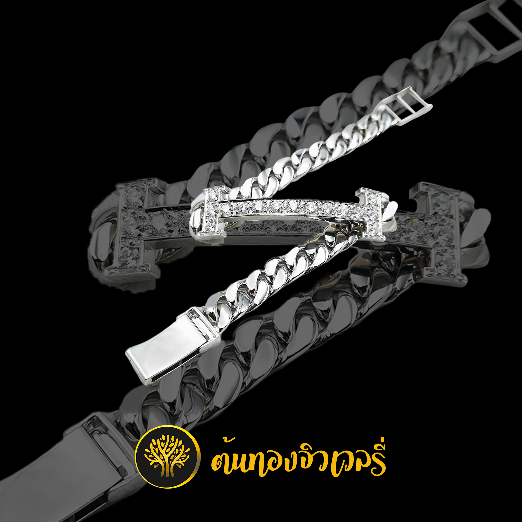 เลสข้อมือทองคำขาว ฝังเพชรแท้ วิบวับเงินๆ เงาๆ สุดจัดมากๆๆๆครับงานนี้