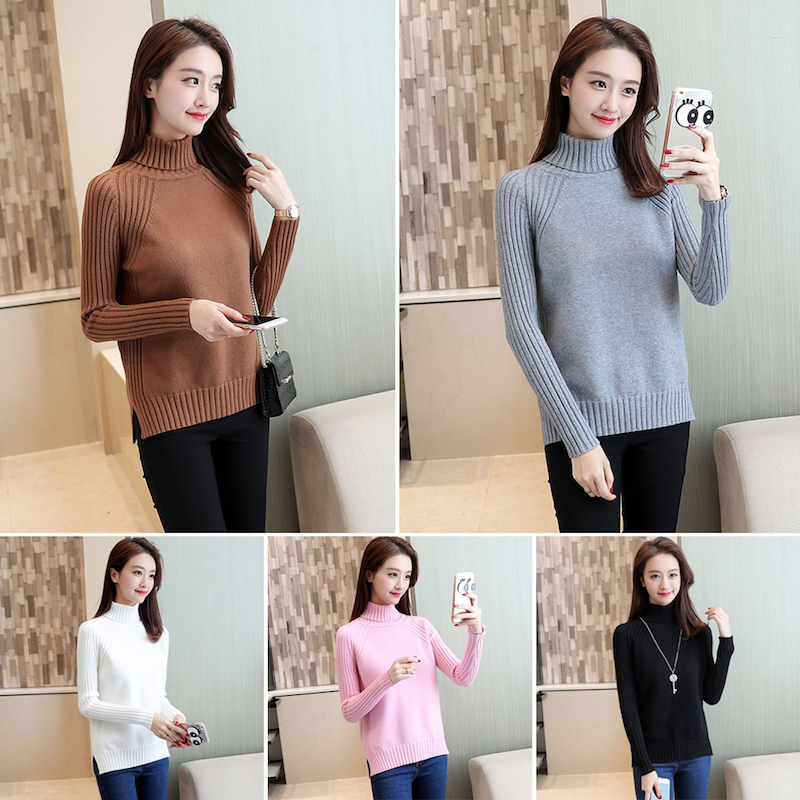 เสื้อคอเต่า เสื้อไหมพรม สเวตเตอร์เนื้อผ้าทอหนานุ่ม ใส่สบายไม่คัน (มี 5 สี)