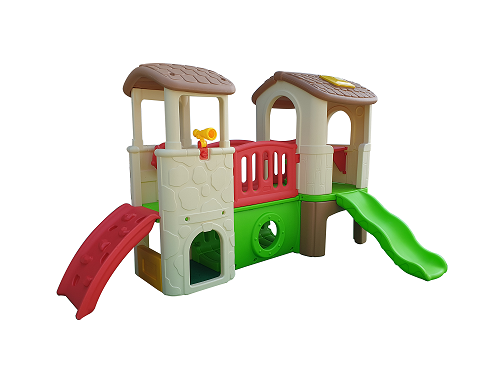 บ้านน้อย2ชั้น หลังคาสีน้ำตาล สไลเดอร์พร้อมปีนป่าย บ้านสไลเดอร์ของเล่น บ้านน้อยสองชั้น สไลเดอร์บ้าน,บ้านกระดานลื่น, เครื่องเล่นสนาม ในร่ม กลางแจ้งพร้อมส่ง kidszone