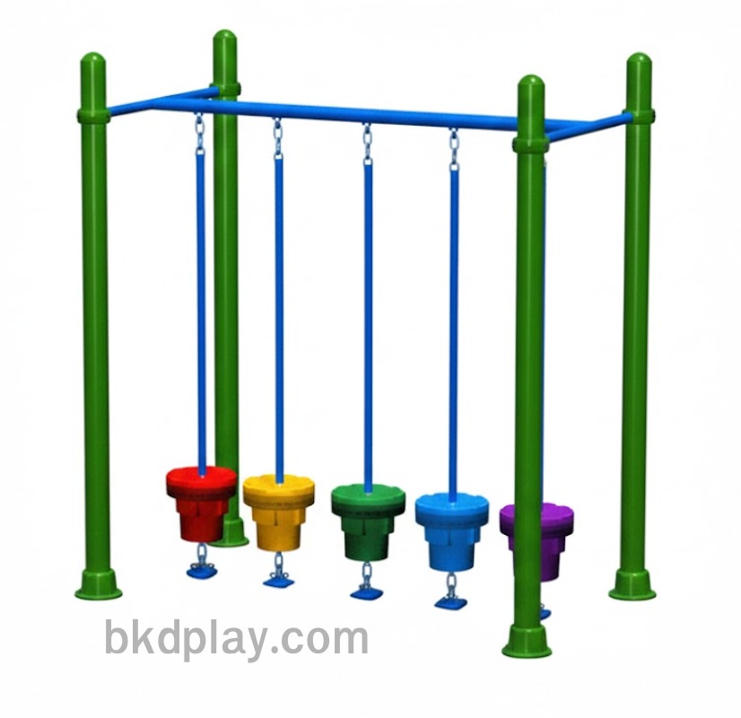 บาร์ปีนป่ายแป้นลูกกลม ทางเดินฝึกทรงตัว เครื่องเล่นสนามกลางแจ้ง เครื่องเล่นสนามเหล็ก สั่งผลิต ขนาด 120x300x200 ซม.