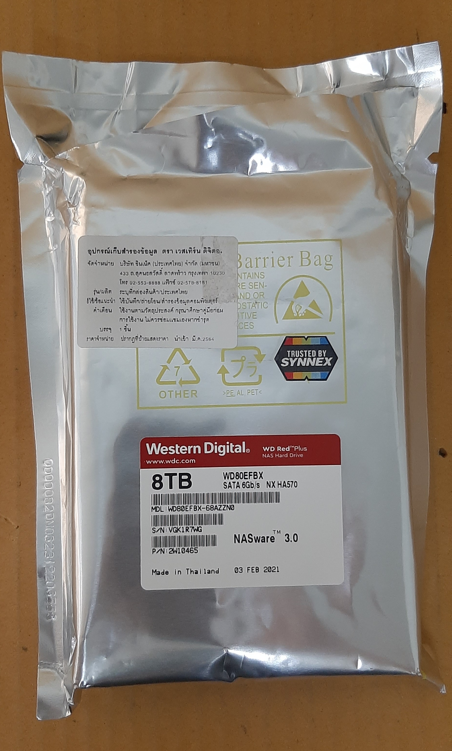 HDD มือสอง ประกันศูนย์ เหลือ เยอะ WD Red 8TB SATA 3.5 6Gbps 7200RPM