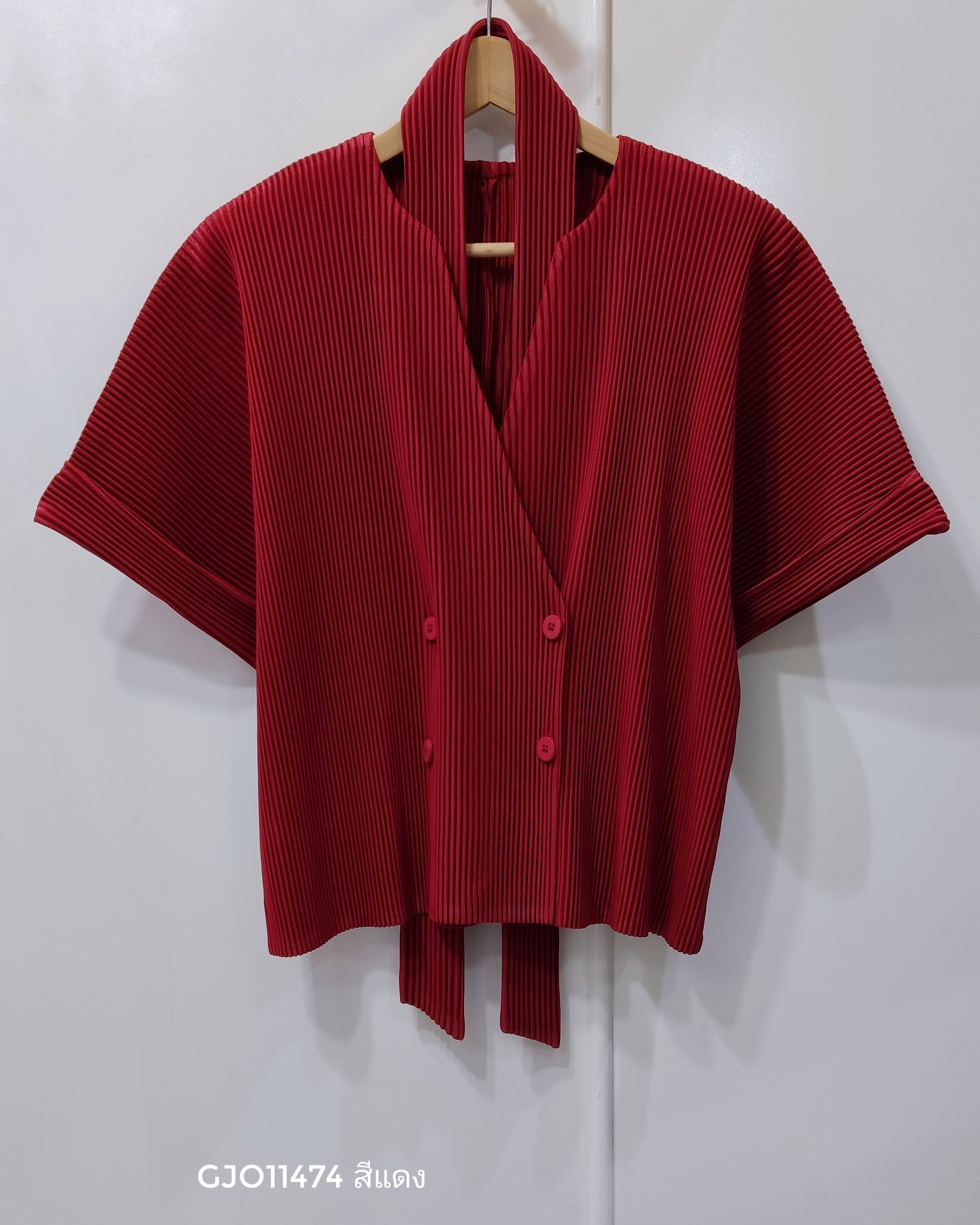 2MUAY รุ่น GJO11474 เสื้อคลุมอัดพลีท THICK WRAP BUTTON PLEATED CARDIGAN 8 สี FREE SIZE