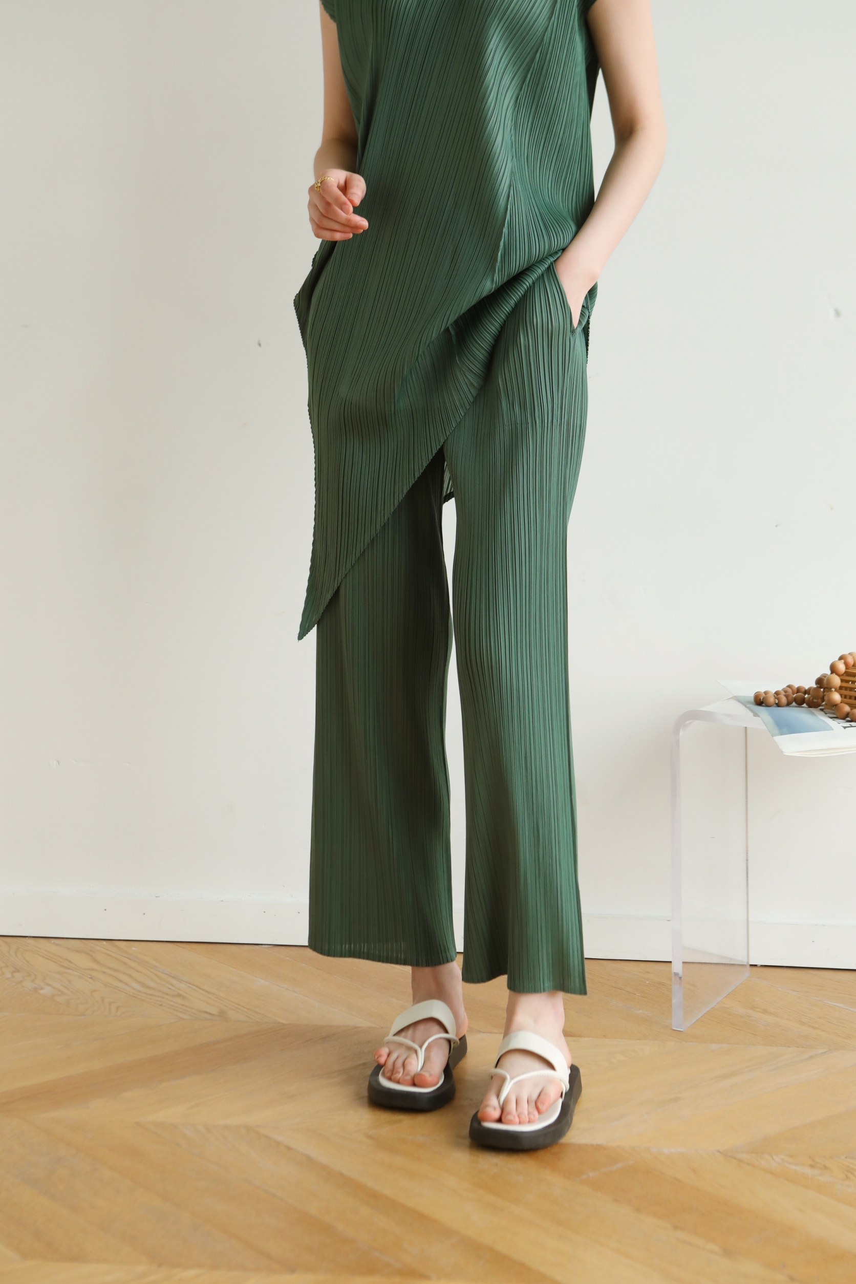 ยาว37นิ้ว! 2MUAY BASIC รุ่น GJO8312 กางเกงผู้หญิง กางเกงอัดพลีทคุณภาพ BASIC STRAIGHT PLEATED PANTS 12สี FREE SIZE