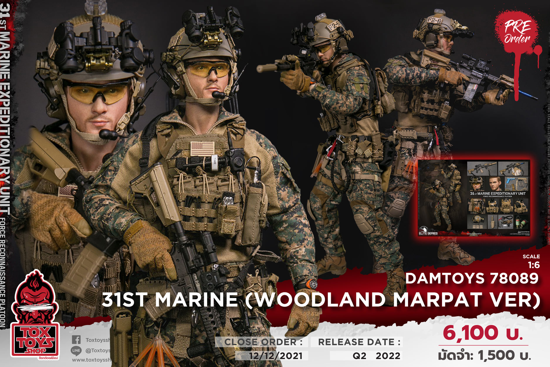 [สั่งจอง]DAMTOYS 78089 1/6 : 31st Marine Expeditionary Unit Force Reconnaissance Platoon (Woodland MARPAT VER)