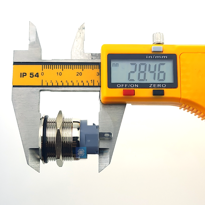 สวิทซ์กันน้ำ ปุ่มโลหะ กดติด-กดดับ 5 ขา 22mm self-locking waterproof power button switch inching LED with light 12v-24v/220vac