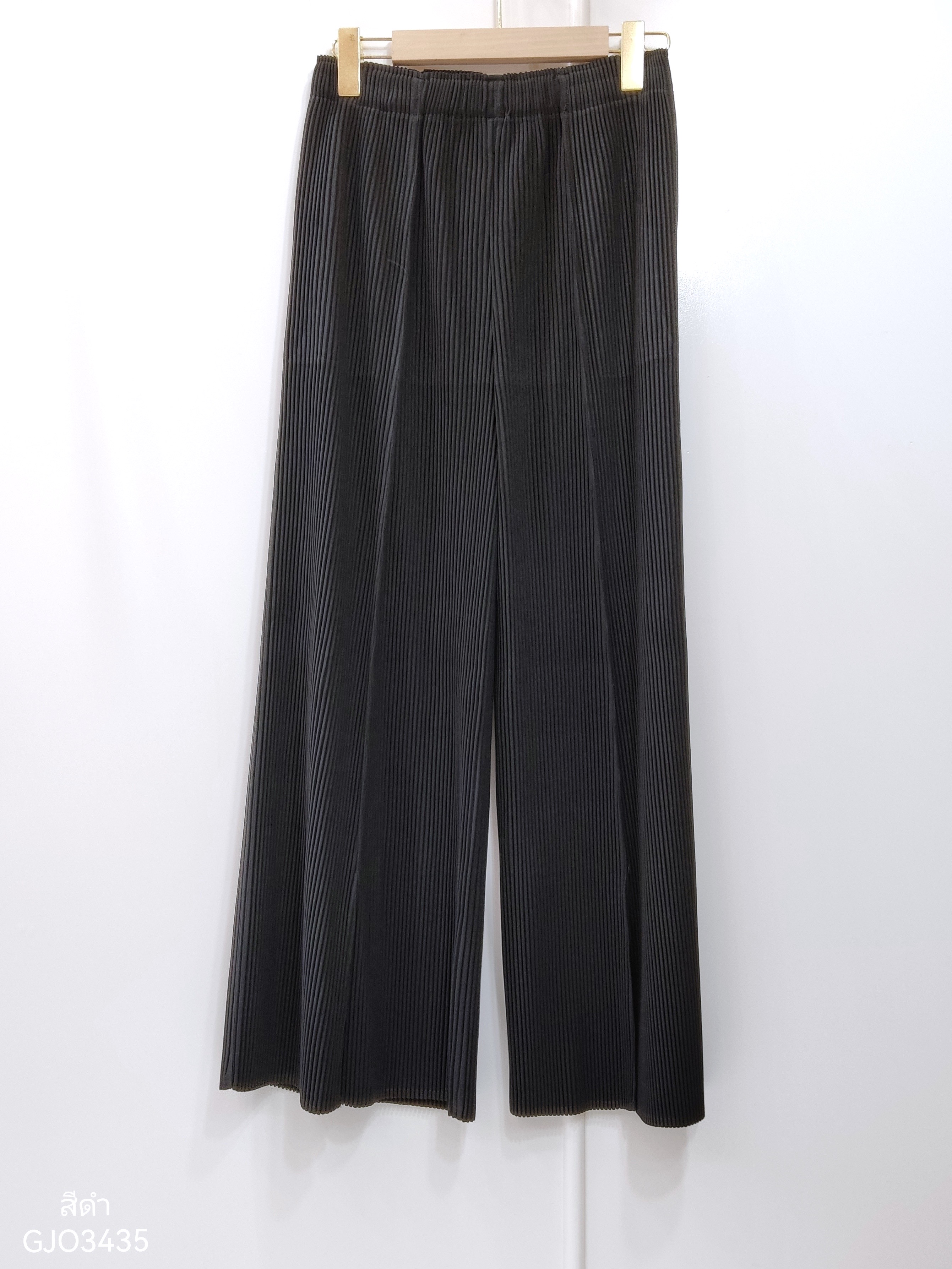 ยาว 37 นิ้ว 2MUAY รุ่น GJO3435 กางเกงพลีทคุณภาพ THICK WIDE LEG SPLIT FRONT PLEATED PANTS 10 สี FREE SIZE