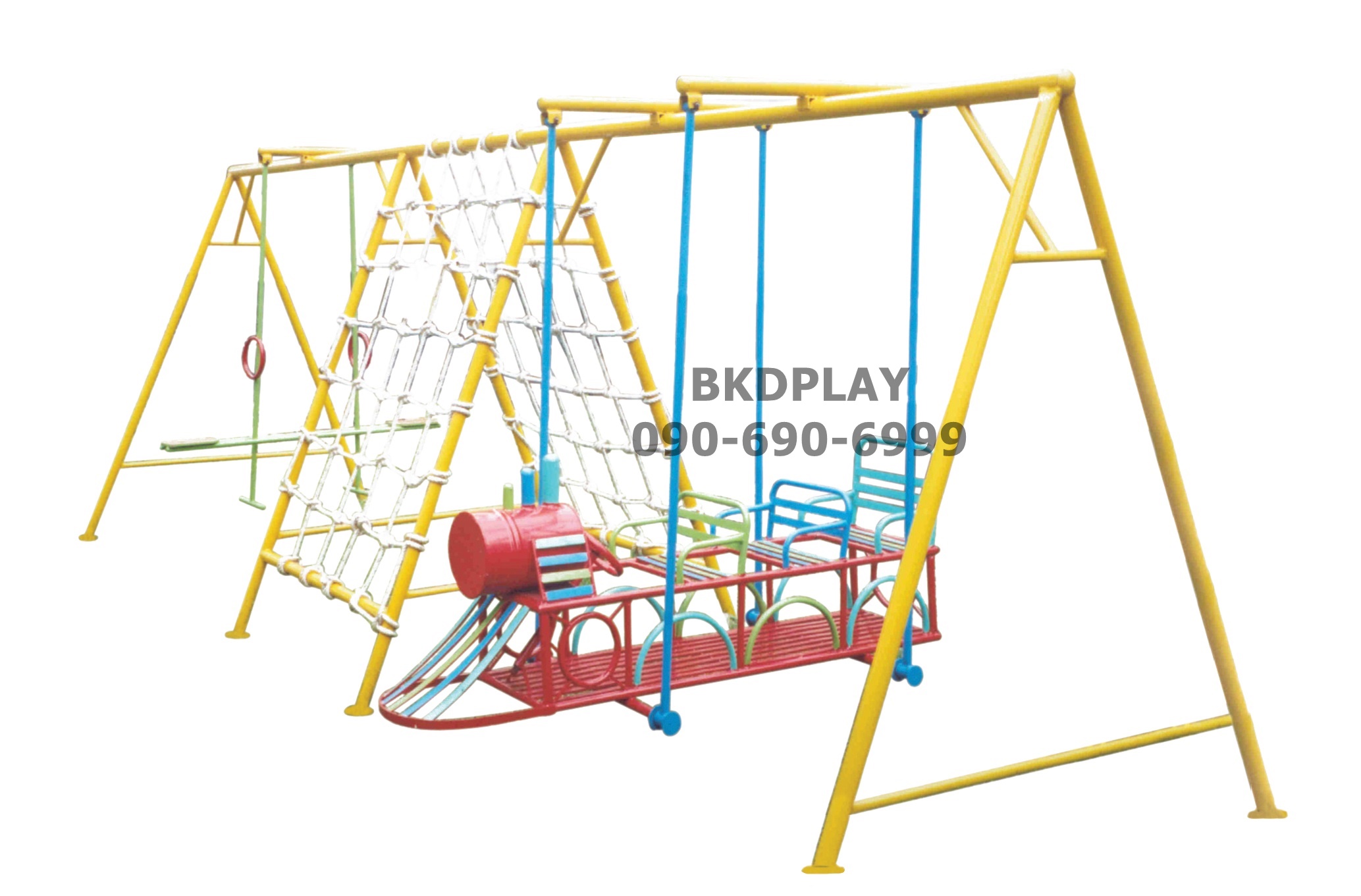 เครื่องเล่นสนามกลางแจ้ง ชุดรวมรถไฟ, ประกอบด้วยสไลเดอร์รถไฟโยกปีนป่ายและชิงช้าม้าโยก OutdoorPlayground,ผลิตเครื่องเล่นสนาม,เครื่องเล่นงบสพฐ.ประชารัฐ ราคาโรงงาน