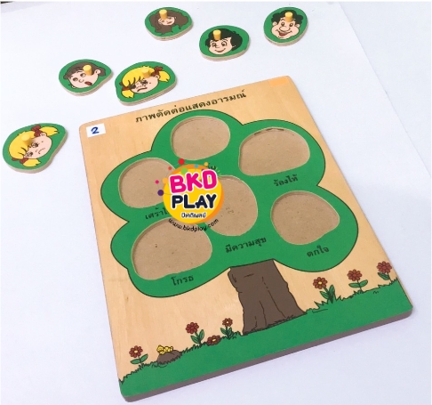 ภาพตัดต่ออารมณ์ ต้นไม้อารมณ์ ,หมุดภาพความรู้สึก ของเล่นไม้, ของเล่นเสริมพัฒนาการ, สื่อการสอนเด็กอนุบาล