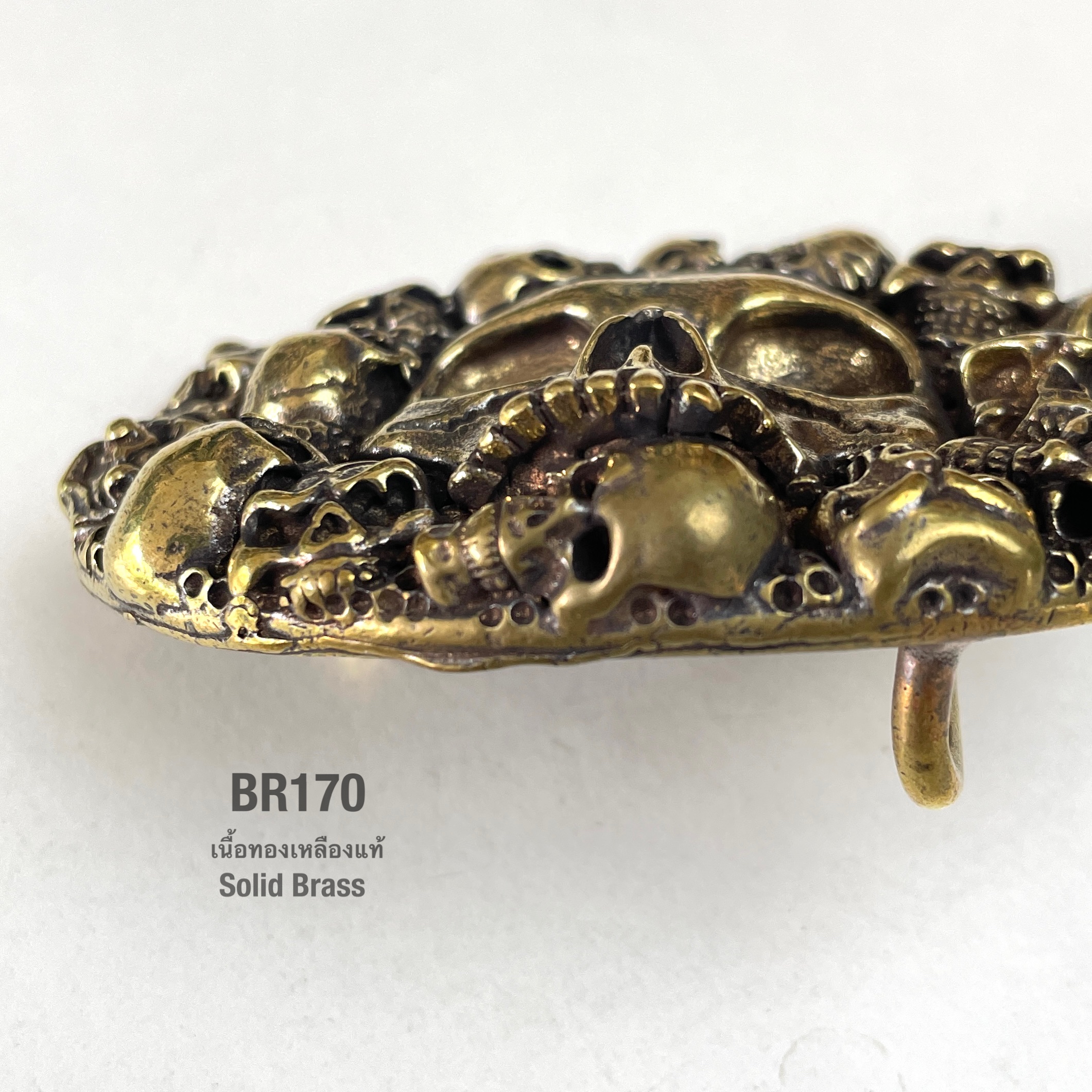BR170 หัวเข็มขัดทองเหลืองหัวกระโหลกเหมาะกับสายหนัง 42 มิล ** ราคาต่อชิิ้น**