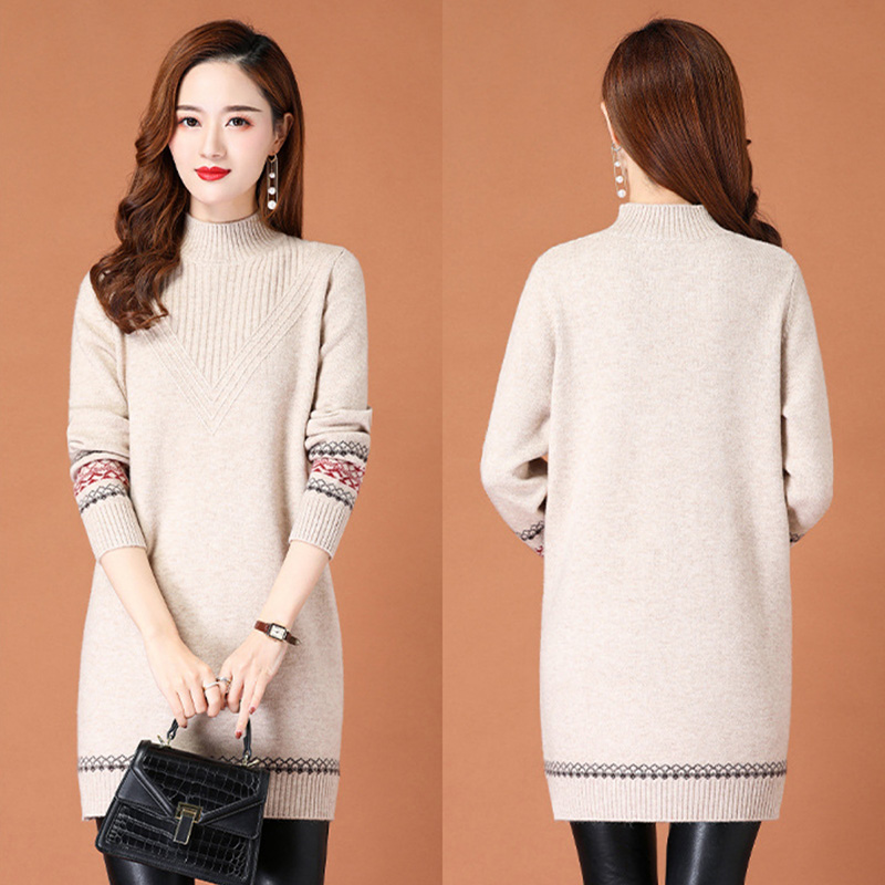 เดรสคอปีน เสื้อไหมพรมวูลหนานุ่มถักลายสวย-12447