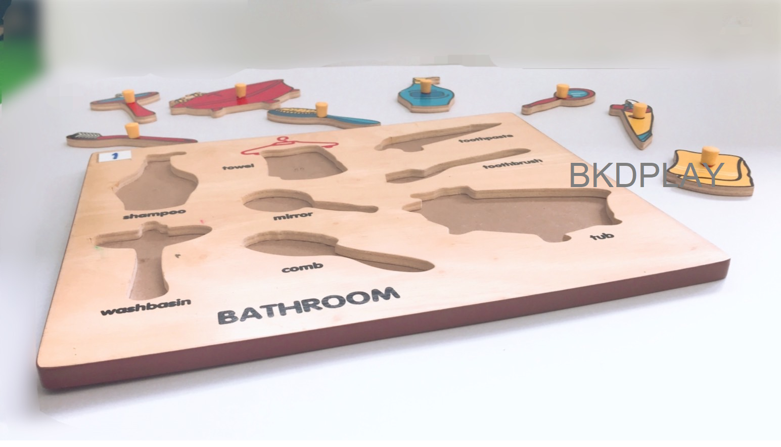 ภาพตัดต่อ ห้องน้ำ กระดานหมุดห้องน้ำ , ของเล่นไม้, ของเล่นเสริมพัฒนาการ, ของเล่นเด็กอนุบาล, สื่อการสอนเด็กอนุบาล