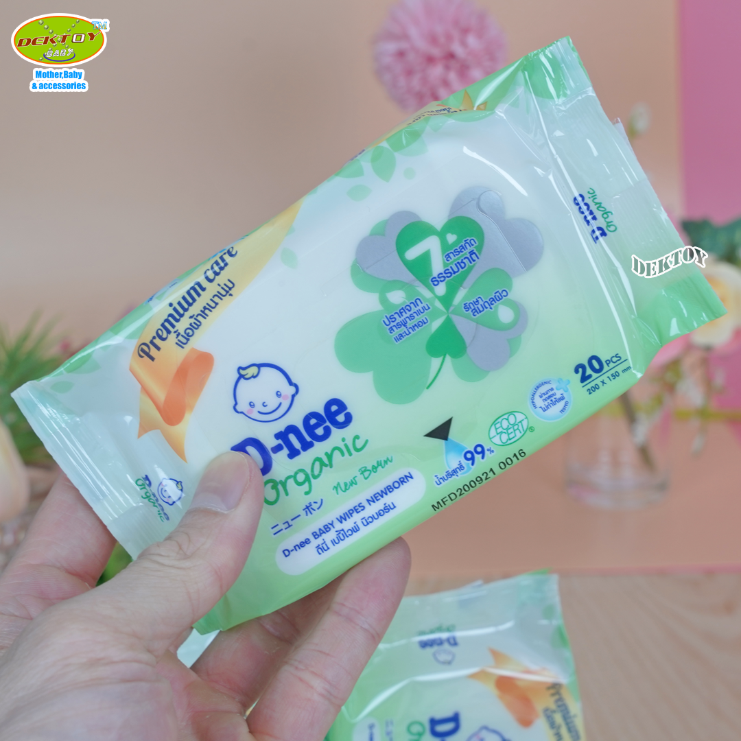 D-nee ดีนี่ ทิชชู่เปียกดีนี่ เบบี้ไวพส์ดีนี่ นิวบอร์น 20 ชิ้น ห่อเล็กขนาดพกพา
