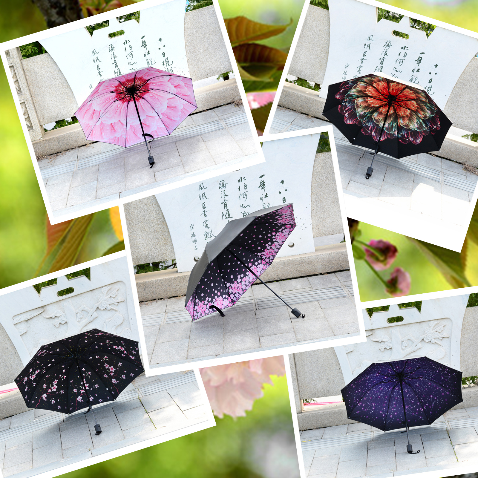 🔥Sale ลดราคา🔥 ร่ม4ตอน พิมพ์ลาย3มิติ รุ่น 1625 งานพิมพ์ 3มิติ ไวนิวพิมพ์ลาย กัน UV โครงร่มแข็งแรง น้ำหนักเบา พกพาสะดวก