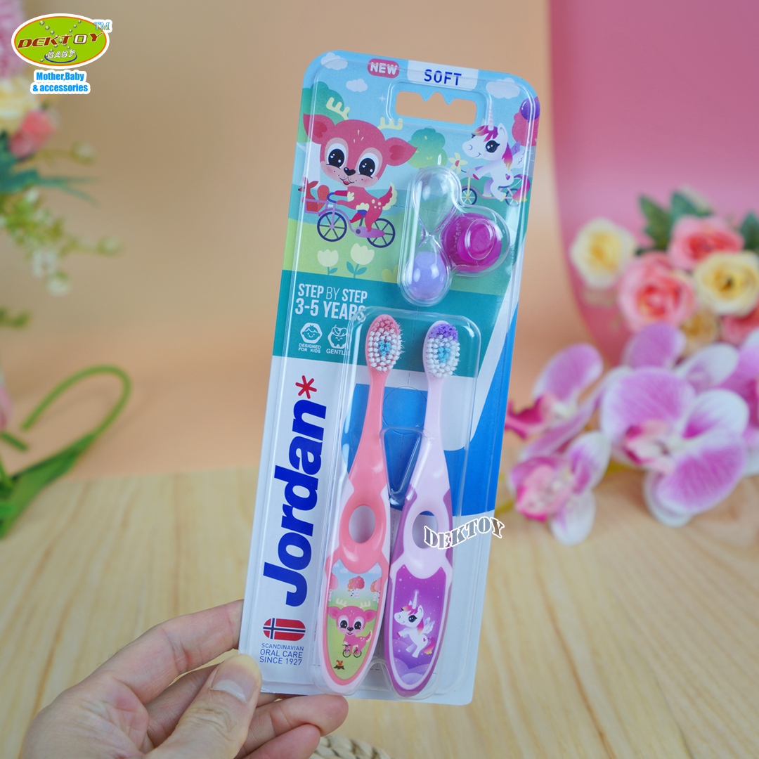 Jordan จอร์แดน แปรงสีฟันเด็ก จอร์แดนแพ็คคู่ แถมยาสีฟัน 3-5 ปี