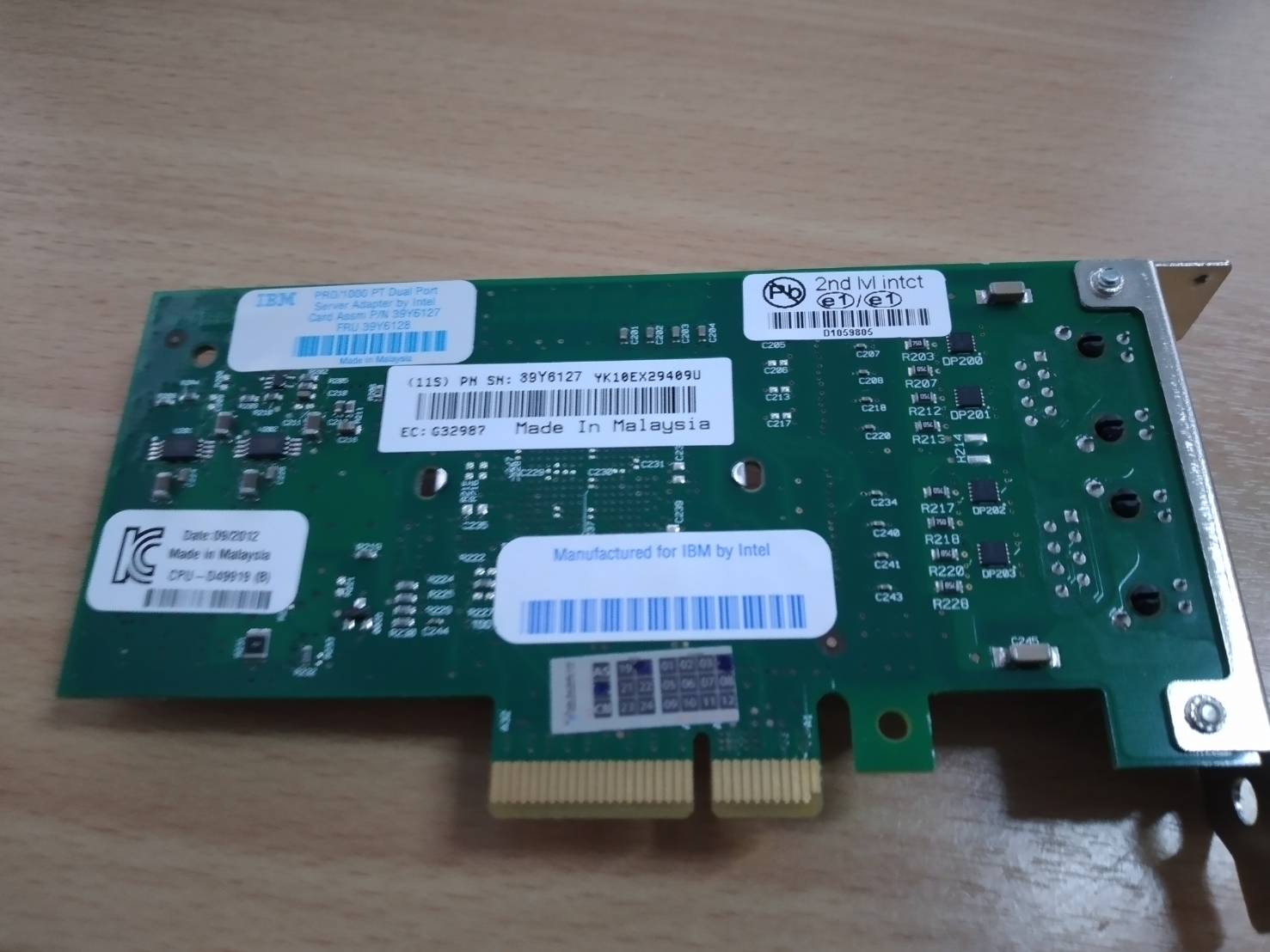 IBM network card intel pro 1000 pt dual port 2 port gigabit pcie x4 39y6127 ขาสั้น