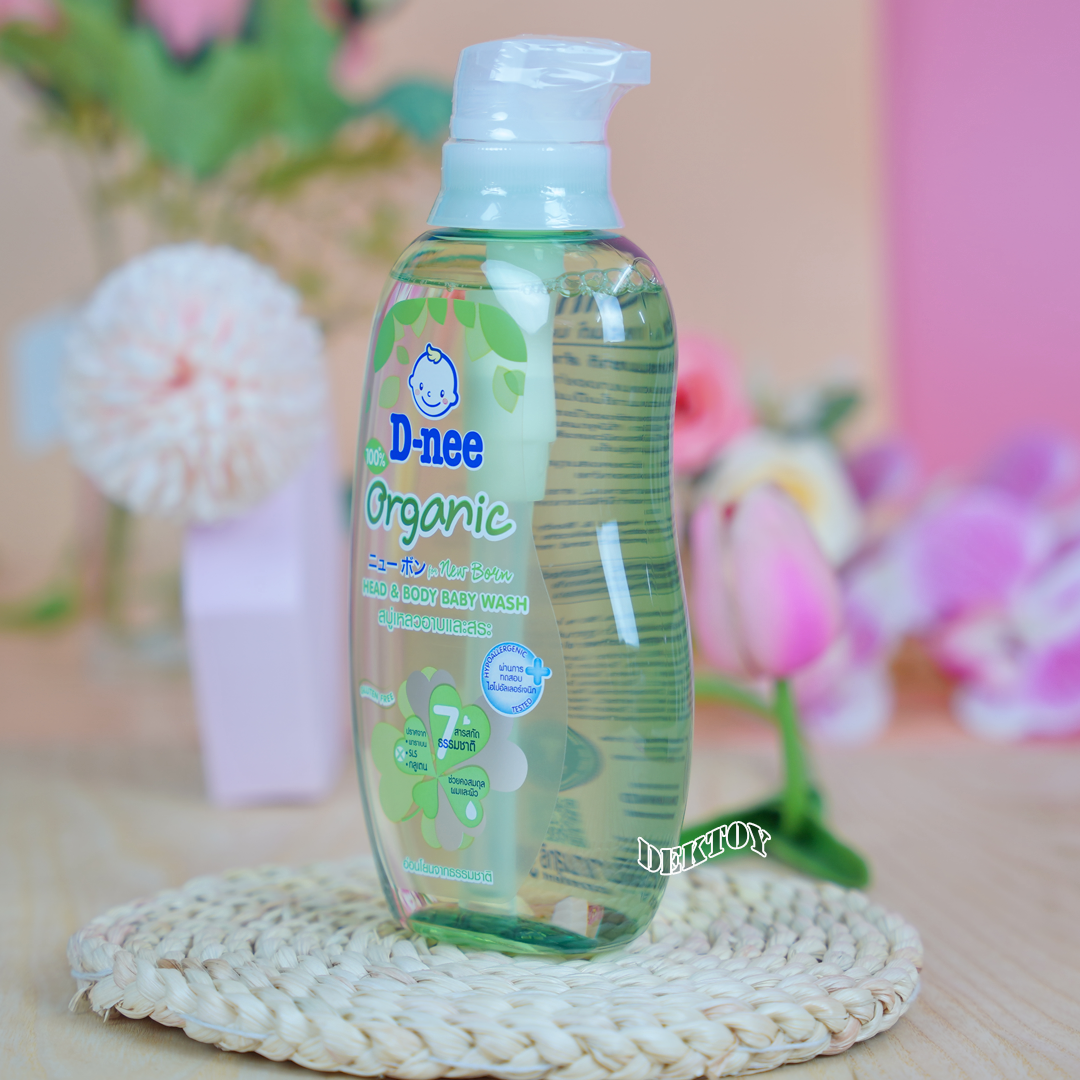 D-nee ดีนี่ ออร์แกนิค สบู่และแชมพูอาบน้ำ ฟอร์นิวบอร์น380มล. ถนอมผิวอันบอบบางอย่างอ่อนโยน