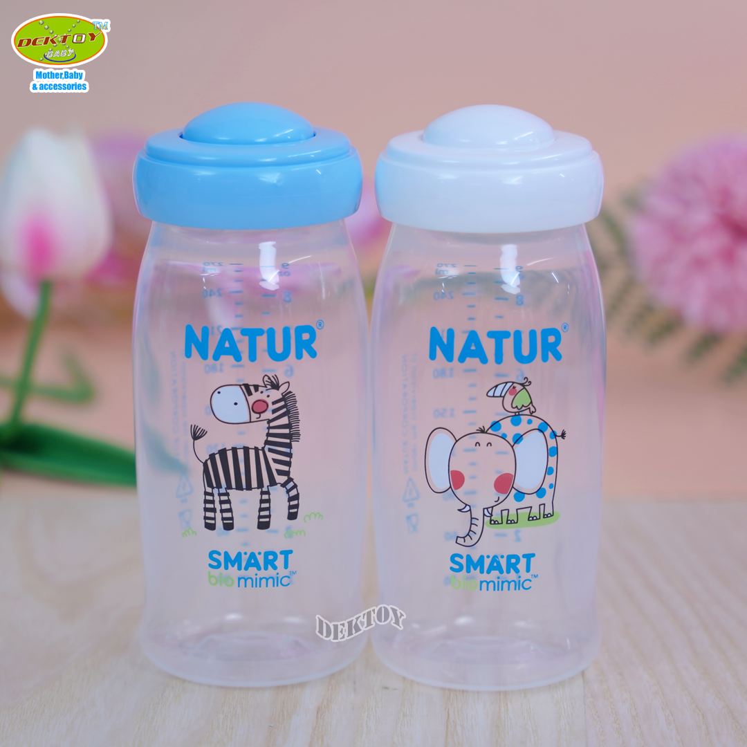 Natur เนเจอร์ ขวดนมเนเจอร์สมาร์ทไบโอมิมิค PP 9 ออนซ์ ม้าลายกับช้างน้อย 80282