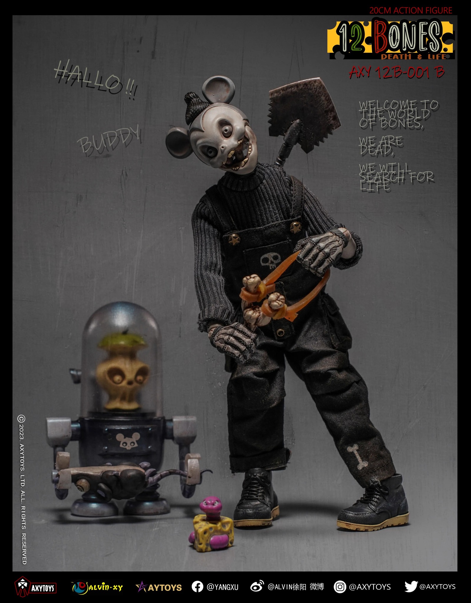 [พร้อมส่ง] AXYTOYS 12 BONES 1/12- AXY12B-001B (หนูเทา)