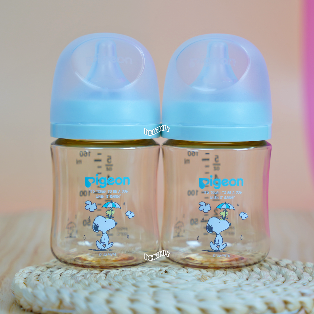 PIGEON พีเจ้น ขวดนมพีเจ้นสีชา Snopy PPSU 5 ออนซ์ 160 มล. คอกว้าง แพ็ค 2 ขวด สนูปี้
