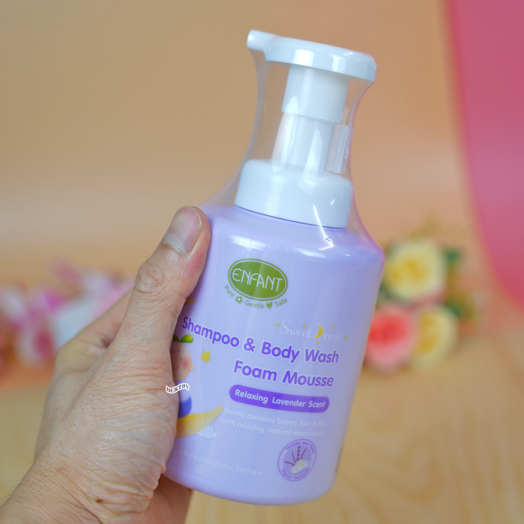 Enfant อองฟองต์สีม่วง Sweet Dream อองฟองต์ สวีท ดรีม แชมพู แอนด์ บอดี้ วอช โฟม มูส 400 มล.