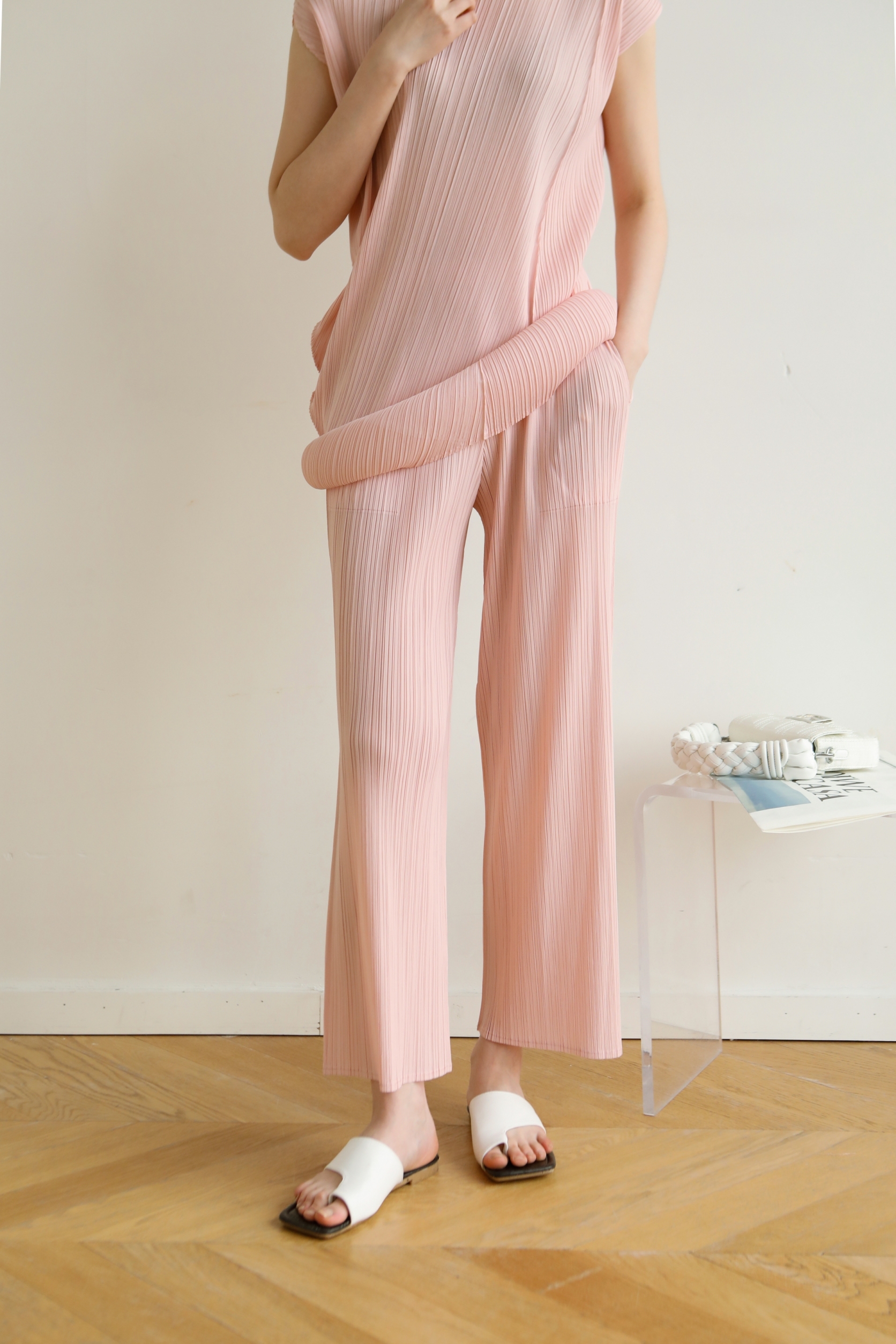 ยาว37นิ้ว! 2MUAY BASIC รุ่น GJO8312 กางเกงผู้หญิง กางเกงอัดพลีทคุณภาพ BASIC STRAIGHT PLEATED PANTS 12สี FREE SIZE