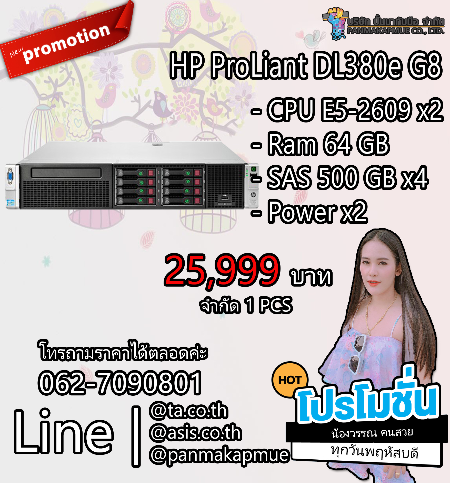HP ProLiant DL380e Gen8 Server CPU E5-2609 x2 Ram 64 GB SAS 500 GB x4