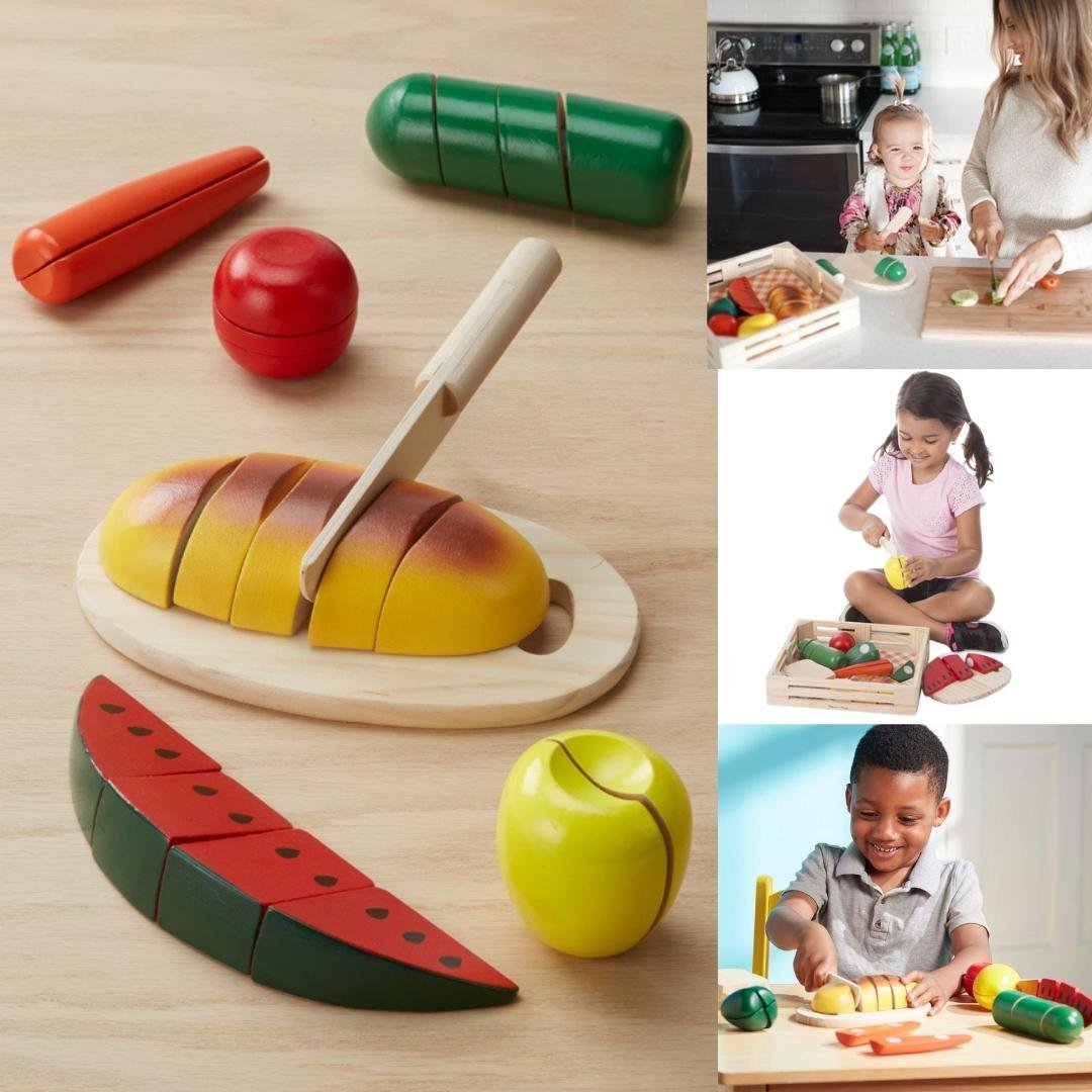 ชุดเล่นหั่นอาหาร มีเวลโคร่ตีนตุ๊กแกพร้อมมีด & ถาดไม้ Melissa & Doug Cutting Food รุ่น 0487 ของเล่นเสริมพัฒนาการเด็ก