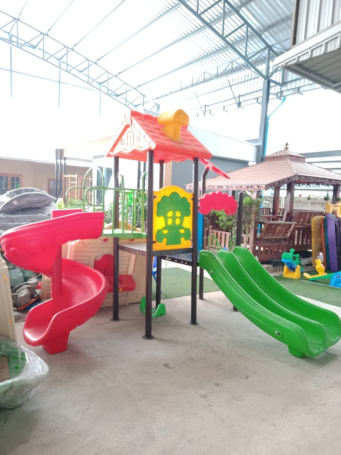 เครื่องเล่นสนาม ชุด บ้านบ้านน้อยสามสไลด์เดอร์, สนามเด็กเล่น, ของเล่นเสริมพัฒนาการ, ราคาโรงงาน, พร้อมส่ง ทำงบประมาณ70,000 บาท