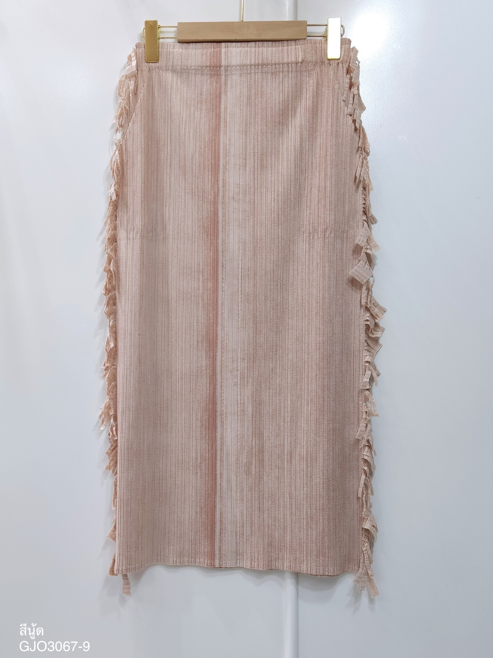 ปรับราคาลง20%!! ยาว 32นิ้ว! 2MUAY รุ่น GJO3067-9 กระโปรงพลีทคุณภาพ FRINGE TRIM DENIM PRINT PLEATED SKIRT 4 สี FREE SIZE