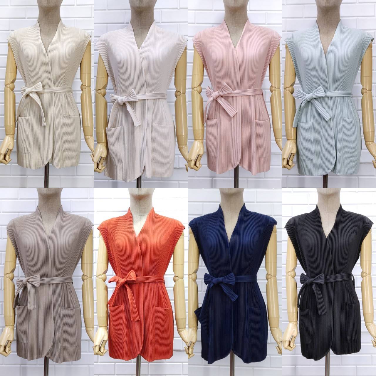 2MUAY รุ่น GJO8760 THICK WAIST TIE PLEAT CARDIGAN เสื้อคลุมผู้หญิง เสื้อคลุมพลีทคุณภาพ 8สี FREE SIZE