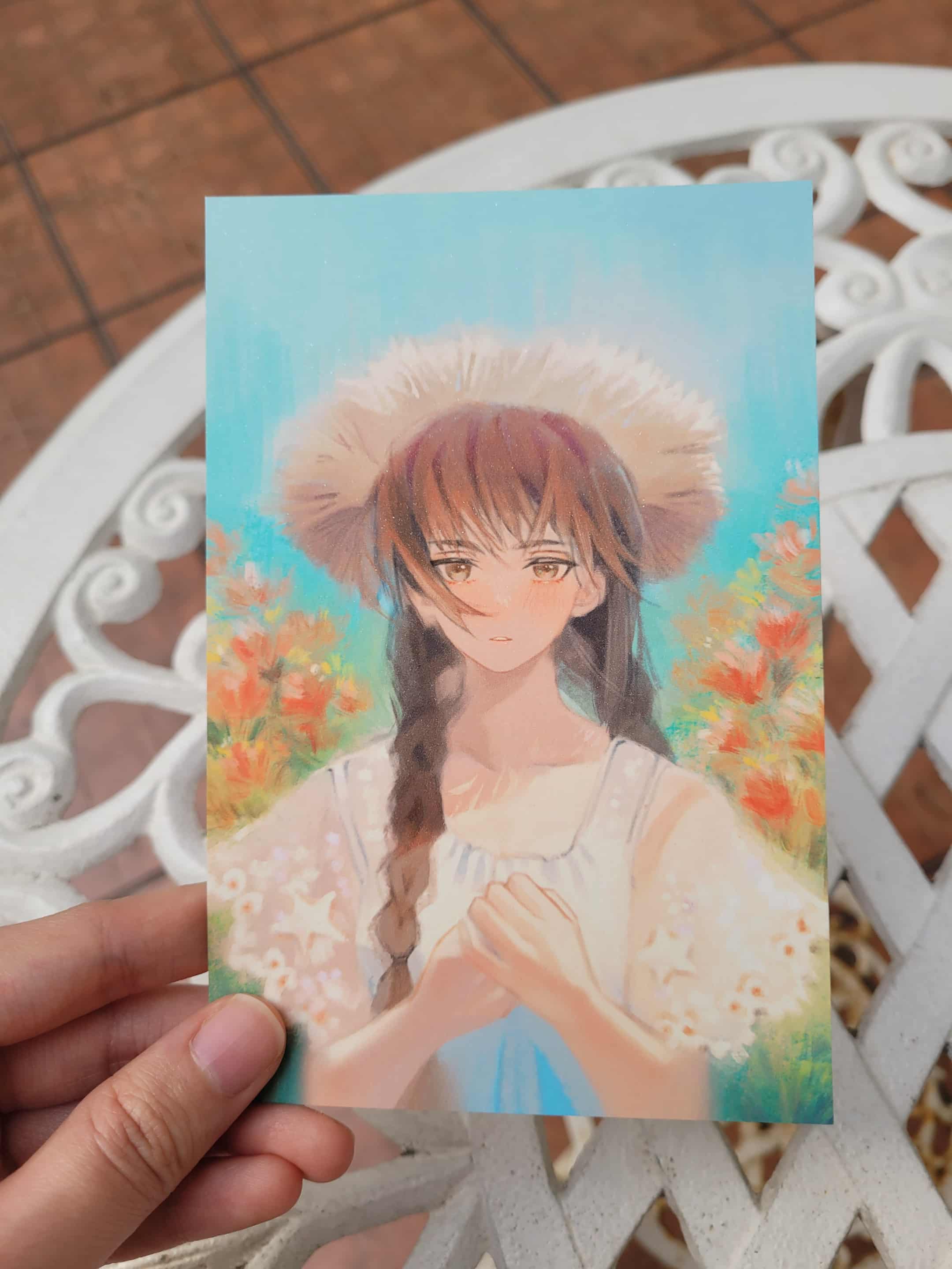 Art Print 4x6" สาวผมเปียทุ่งดอกไม้ / Pigtail flower field