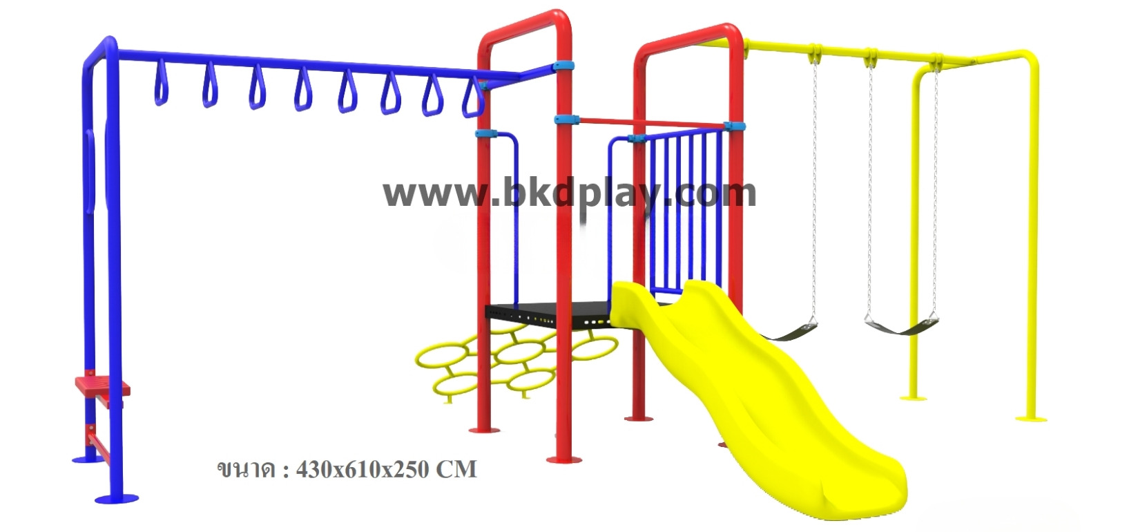 ชุดหอสไลด์80 +บาร์โหน +ปีนป่ายเชือก เครื่องเล่นสนาม กลางแจ้ง เหล็ก, สไลเดอร์ของเล่น สั่งผลิต 10-20 วัน ขนาด 430x610x250 ซม.
