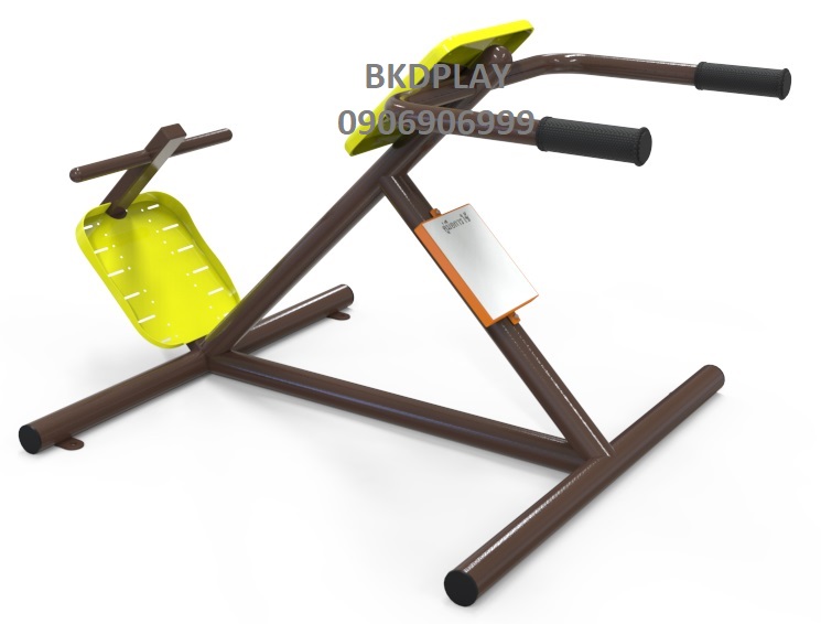 เครื่องออกกำลังกายกลางแจ้งผู้ใหญ่ ,บริหารกล้ามเนื้อส่วนหลัง,ลานกีฬาอเนกประสงค์ ,สวนสาธารณะ ,เทศบาล ,หมู่บ้าน ,ผลิตในไทย ,สั่งทำตามสีที่ต้องการได้ ขนาด 60x100x75 ซม.