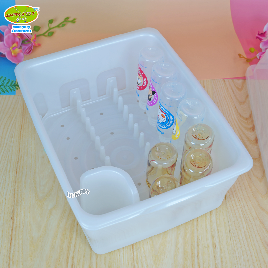 Nanny แนนนี่ กล่องเก็บขวดนม ที่คว่ำขวดนมขนาดใหญ่ ฝาปิด มี Microban ป้องกันแบคทีเรีย 99.9% (N3837MB)