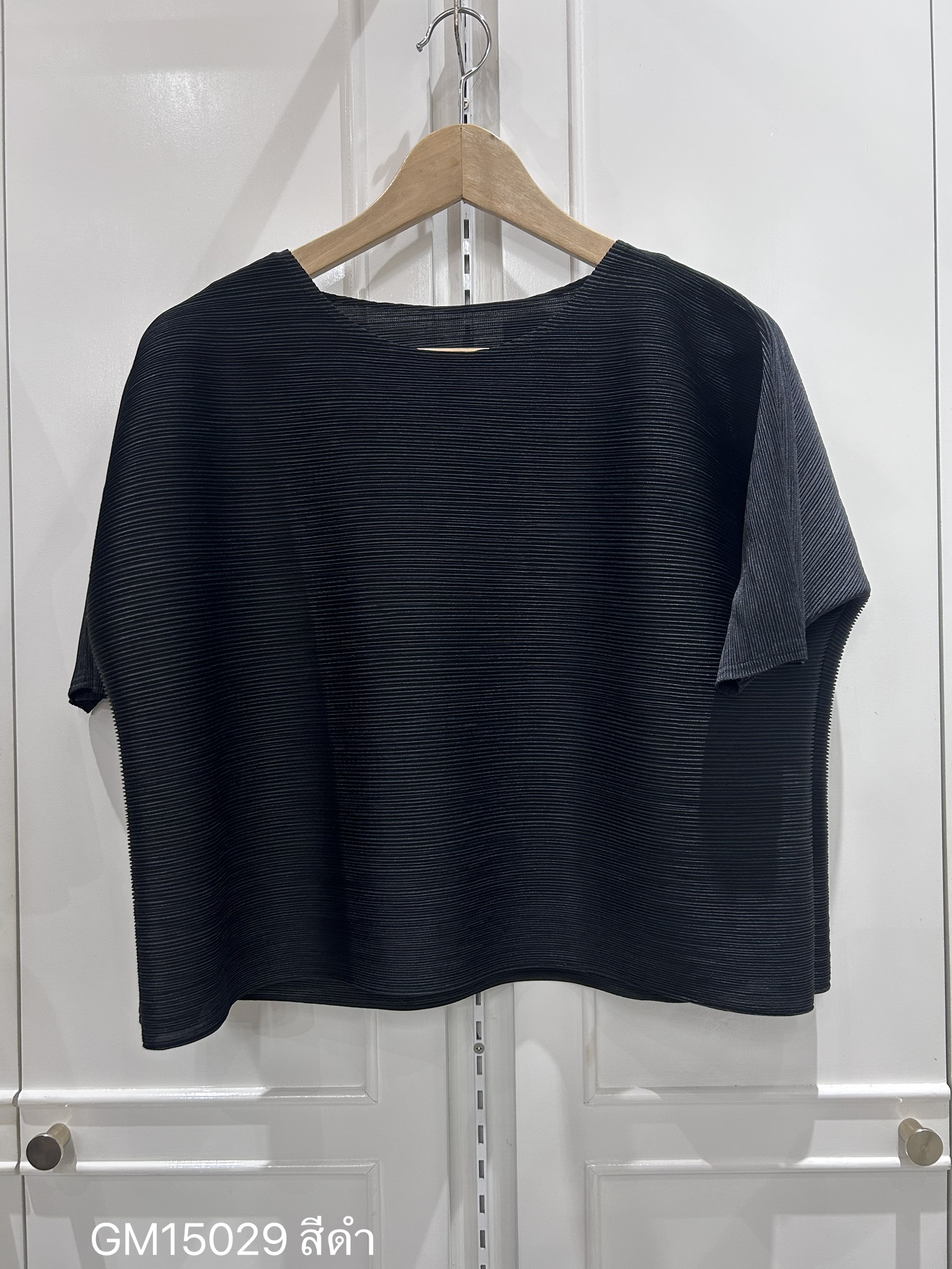 อกถึง48 2MUAY GM15029 เสื้ออัดพลีท SHORT SLEEVE PLEATED TOP 28 สี FREE SIZE