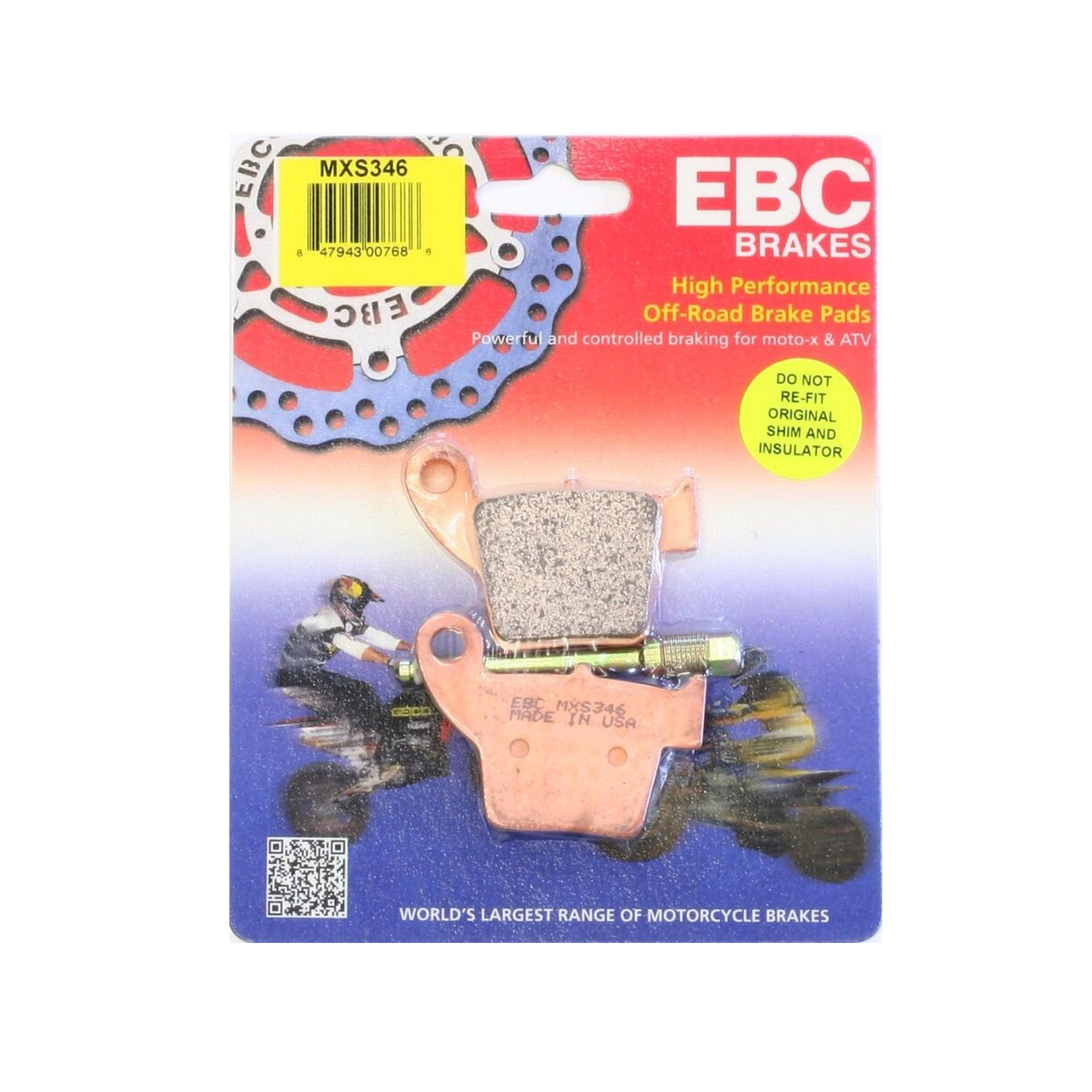 EBC MXS346 Sintered - ผ้าเบรคหลัง CRF150/250/450R/RX/RL/X 02-ปัจจุบัน
