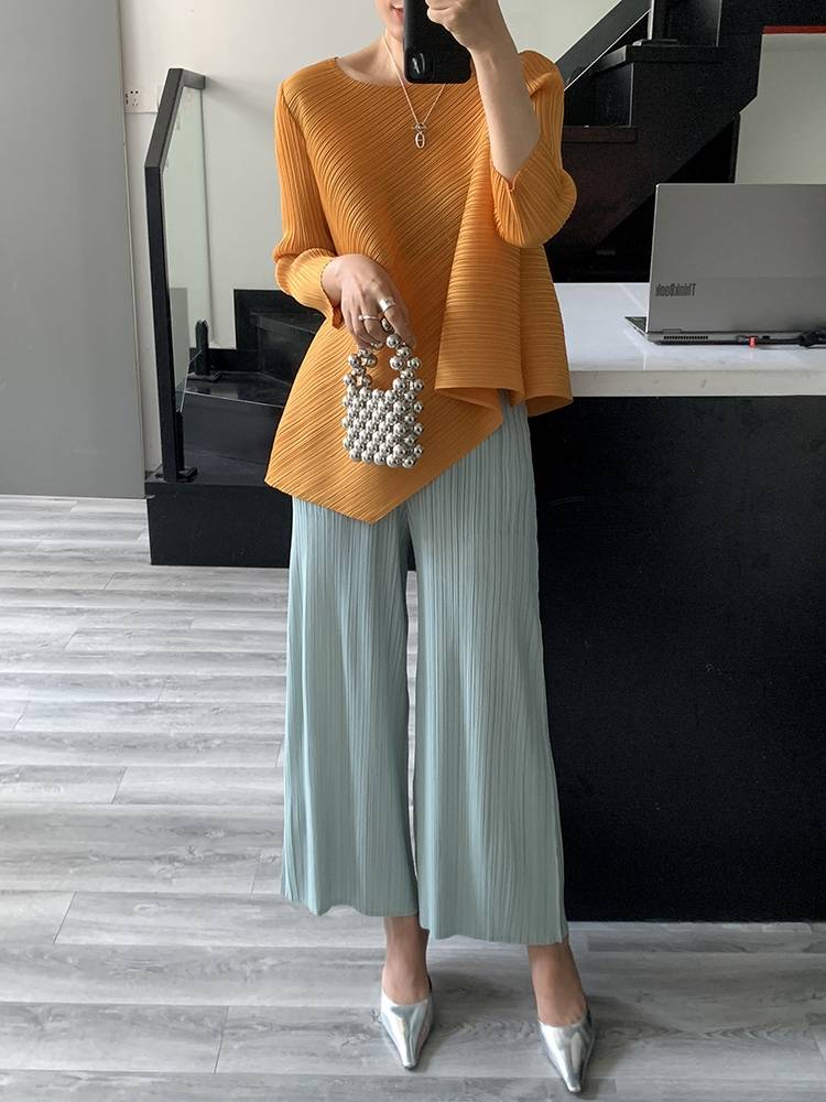 ปรับราคาลง20%!! ยาว 35.5นิ้ว!! 2MUAY รุ่น GJO2122 กางเกงผู้หญิง กางเกงพลีทคุณภาพ 6สี FREE SIZE LOOSE STRAIGHT PLEATED PANTS