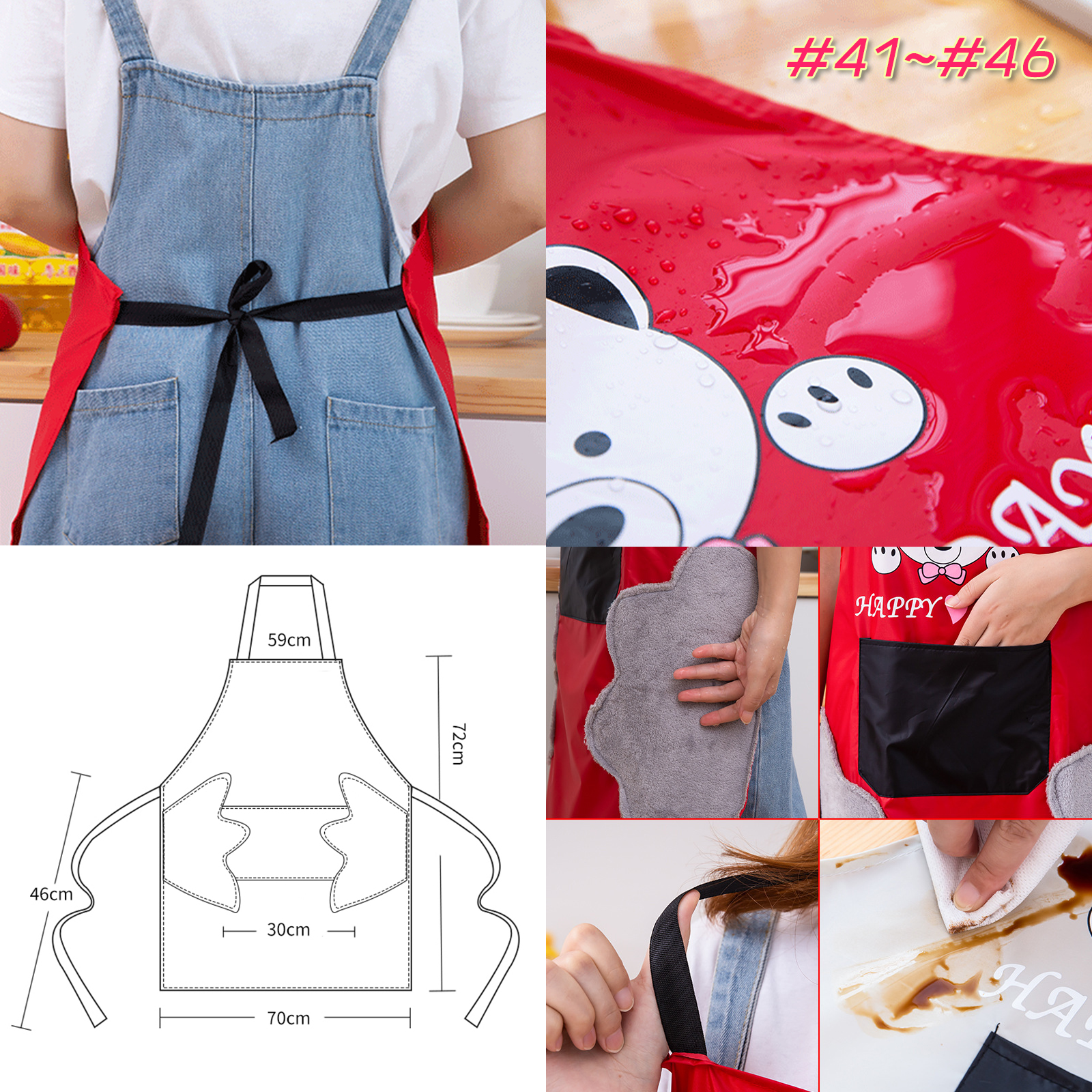 🔥Sale ลดราคา🔥 ผ้ากันเปื้อน Set-2 พลาสติก+เช็ดมือ มีผ้าเช็ดมือกำมะหยี่ด้านข้าง ใส่ทำอาหาร ทำงานบ้าน ป้องกันสิ่งสกปรก กันน้ำได้ ดีไซน์สวยงาม
