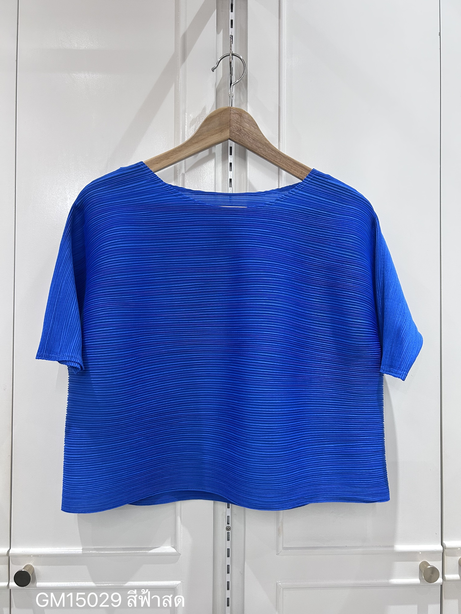 อกถึง48 2MUAY GM15029 เสื้ออัดพลีท SHORT SLEEVE PLEATED TOP 28 สี FREE SIZE