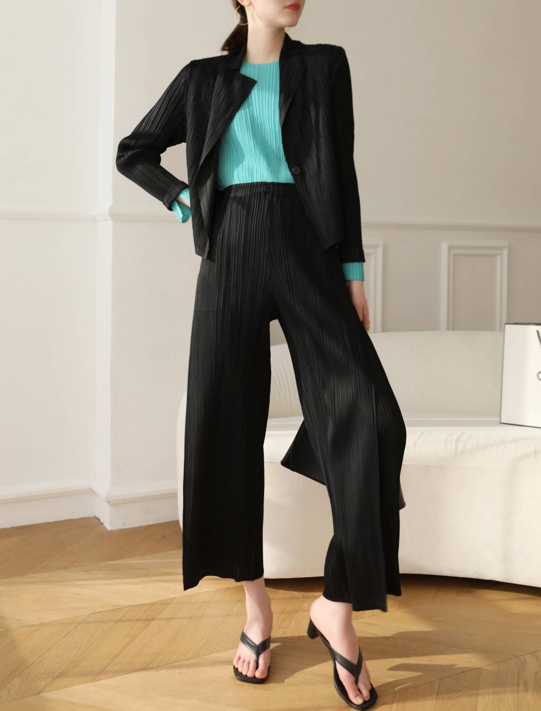 เพิ่มสีใหม่ ยาว37นิ้ว! 2MUAY รุ่น GJO7271 กางเกงอัดพลีทงานคุณภาพ BAT STRAIGHT LAYER PLEATED PANTS 18สี FREE SIZE