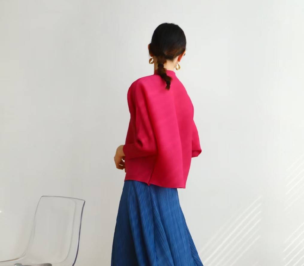 2MUAY BASIC รุ่น GJO2066 เสื้ออัดพลีทงานคุณภาพ BUTTON FRONT PLEATED TOP 17สี FREE SIZE